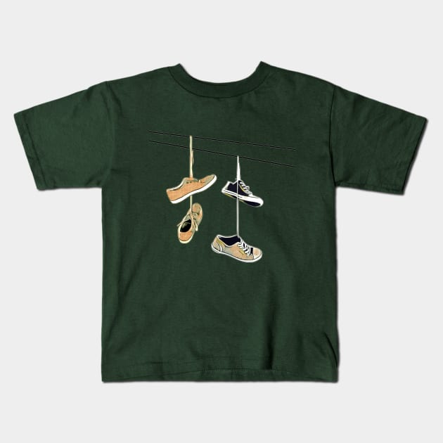 Shoes on Wires Kids T-Shirt by AKdesign